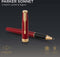 Parker Sonnet rollerballpen | rood gelakt met gouden trim | fijne punt zwarte inkt | geschenkverpakking