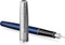Parker Sonnet vulpen, metaal en blauwe lak met palladiumdetail, roestvrijstalen medium penpunt