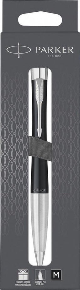 Parker Urban Twist Balpen | matzwart en chroom | medium penpunt met blauwe inkt