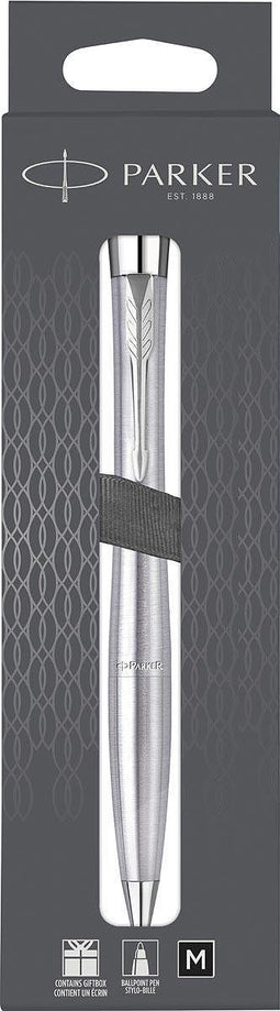 Parker Urban Twist Balpen | Metro Metallic | medium penpunt met blauwe inkt | in Ophangbare Geschenkverpakking