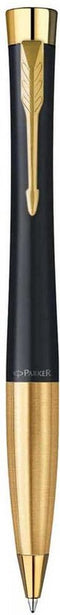 Parker Urban Twist balpen | zacht zwart en goud | medium punt blauwe inkt | geschenkdoos