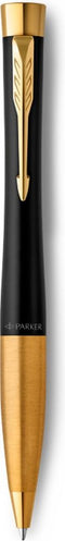 Parker Urban Twist balpen | zacht zwart en goud | medium punt blauwe inkt | geschenkdoos