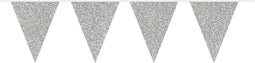 Party verjaardag Vlaggenlijn - papier - zilver - 6 m - 25 punt vlaggetjes