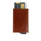 Pasjeshouder met ejector - Leren sleeve - 6 tot 7 pasjes - RFID - Bruin