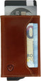 Pasjeshouder met ejector - Leren sleeve - 6 tot 7 pasjes - RFID - Bruin