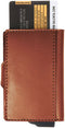 Pasjeshouder met ejector - Leren sleeve - 6 tot 7 pasjes - RFID - Bruin