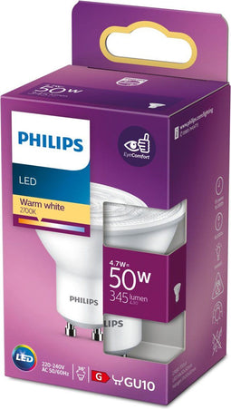 Philips lichtbron 4,7 W, 50 W, GU10, 345 lm, Warm wit