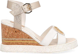 Liu Jo Nicole 06 - Dames Sandalen met Sleehak - Glitterafwerking - Wit - Maat 37