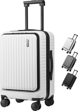 Pathsail® Handbagage Reiskoffer 40L - Lichtgewicht Trolley - TSA slot & Spinner wielen - Extra sterke rits met voorvak - Wit