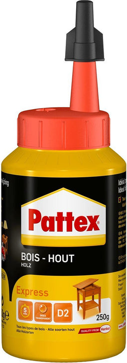 Pattex Houtlijm Express 250 g | Sneldrogende Houtlijm voor Alle Klussen | Houtlijmen voor Sterke Hechting.