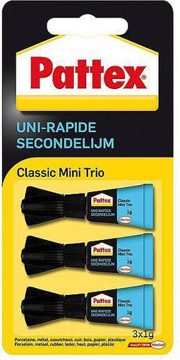 Pattex Mini-Trio 3x1 g Secondelijm Superlijm | Alleslijm & Multilijm voor alle Toepassingen | Seconde Lijm voor Universeel Gebruik.