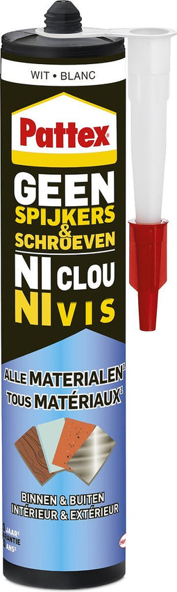 Pattex Montagekit 390g WIT - Geen Spijkers & Schroeven Montagelijm - Binnen en buiten - Alle materialen - Extreem sterk - Steenlijm - Montage lijm - Montage kit - Steen lijm