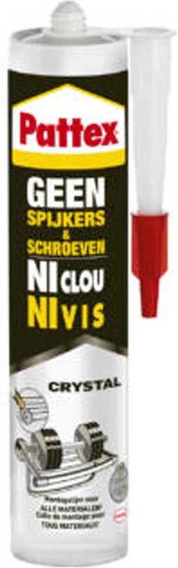 Pattex Montagelijm transparant Geen Spijkers & Schroeven Crystal 290g - Montagekit transparant buiten