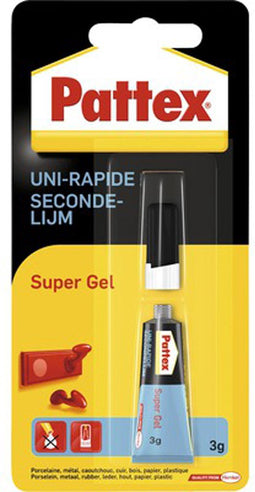 Pattex Secondelijm Super Gel 3 g - Geen druppels en Vlekken - Niet afdruipend - Verticaal lijmen