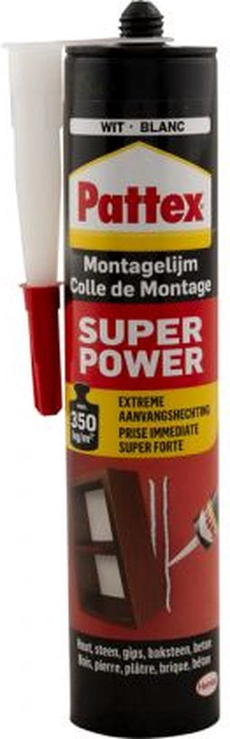 Pattex Super Power Waterbased 460 g Bouwkit | Binnen & Buiten | Universeel te gebruik voor alle materialen | Extreem sterke Montage lijm | Montagelijm voor alle doeleinden!