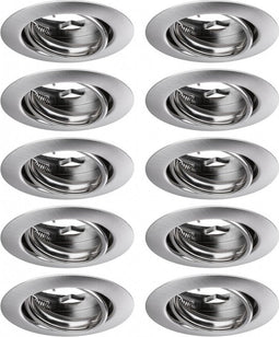 Paulmann Base inbouwspot - ijzer geborsteld - zwenkbaar - set van 10 - GU10 - 51mm -