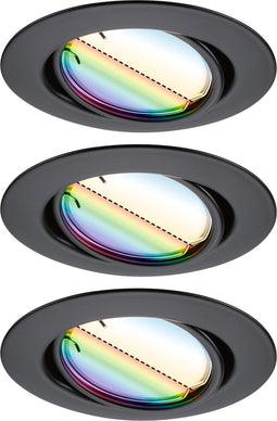 Paulmann Base - inbouwspot - zwart - Set van 3 - Zigbee - Coin - RGBW - zwenkbaar -
