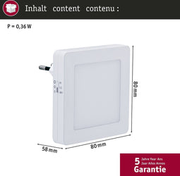 Paulmann Esby 92493 LED-nachtlamp Vierkant LED Warmwit Wit