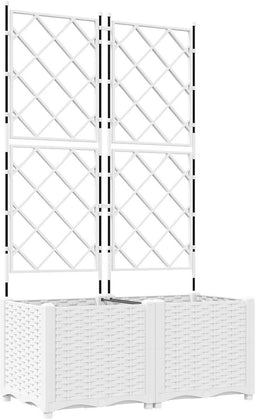 vidaXL - Tuincontainer - met - Trellis - 2 - stuks - Wit - 80x40x143 - cm