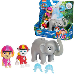 PAW Patrol Jungle Pups - Marshall met Skye en Olifant - speelfigurenset met projectielwerper