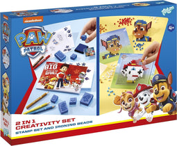 PAW Patrol Totum 2 in1 Knutselset stempelen, kleuren, strijkkralen met Chase en Marshall cadeautip creatief speelgoed