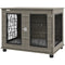 PawHut Hondenkooi met Ligkussen, tot 20kg/50cm Lichaamslengte, Metaal, 80x56x63cm, Grijs/Houtdecor