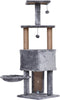 PawHut Kattenboom 4 verdiepingen krabpaal kattengrot sisal palen krabplank pluche grijs D30-254