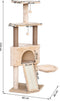 PawHut Kattenboom 4 verdiepingen krabpaal kattengrot sisal palen krabplank pluche grijs D30-254