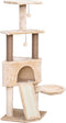 PawHut Kattenboom 4 verdiepingen krabpaal kattengrot sisal palen krabplank pluche grijs D30-254