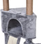 PawHut Kattenboom 4 verdiepingen krabpaal kattengrot sisal palen krabplank pluche grijs D30-254
