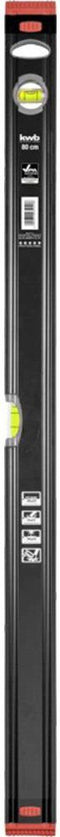 kwb aluminium waterpas 80 cm, schokbestendig waterpas, 0,5 mm/m nauwkeurigheid, VPA getest, geslepen tot hoge precisie, elk 1 horizontaal en verticaal waterpas inclusief rubberen valbeveiliging