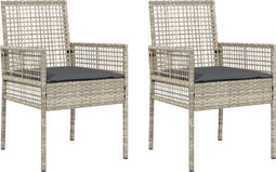 vidaXL - Ligbedden - 2 - stuks - met - Kussens - Lichtgrijs - Poly - Rattan