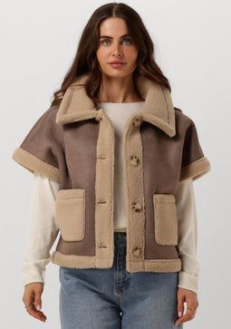 NUKUS Athena Gilet - Blazer zonder mouwen - Taupe - Maat S