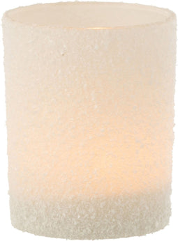 J-Line windlicht Besneeuwd - glas - wit - large