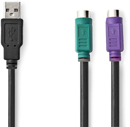 Nedis CCGP60830BK03 - USB naar PS/2 Adapterkabel - 30cm - Zwart