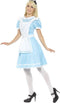 Alice in Wonderland Kostuum - Jurk met Schort en Hoofdband - Maat XL - Blauw