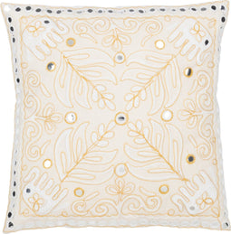 J-Line kussen Olifanten + Spiegels - katoen - creme/goud