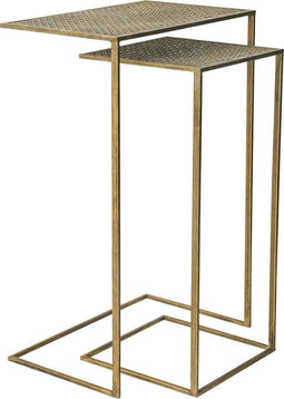 PTMD Fedde goudkleurige bijzettafel metaal set van twee maat in cm: 40 x 25 x 60 - Goud