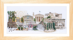 Thea Gouverneur - Borduurpakket met telpatroon - 545 - Voorgesorteerde DMC Garens - Athene Griekenland - Linnen - 79 cm x 50 cm - DIY Kit