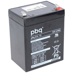 PBQ lead battery 2.9-12, 12 volt 2.9Ah, with 4.8mm Faston plug contacts