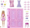 Barbie Super Kledingkast - Modepop met 25+ Stukken en Kaptafel - Roze Glitterkast