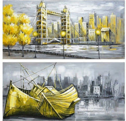 Schilderij DKD Home Decor Stad 120 x 3 x 60 cm Loft (2 Stuks)