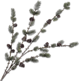 Silk-ka Kunstbloem-Zijde Naaldtak met Sneeuwn Groen-Bruin 104 cm