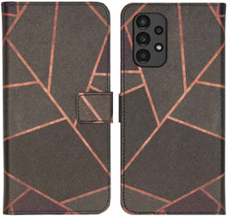 iMoshion Hoesje Geschikt voor Samsung Galaxy A13 (4G) Hoesje Met Pasjeshouder - iMoshion Design Softcase Bookcase - Zwart / Black Graphic
