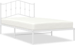 vidaXL - Bedframe - met - hoofdbord - metaal - wit - 107x203 - cm