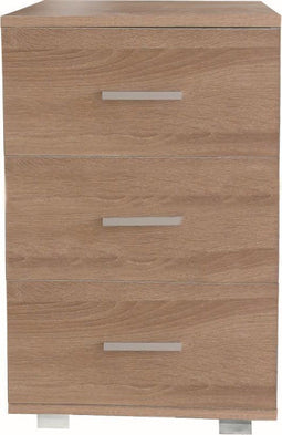 Nachtkastje - halkastje - 3 lades - 63 cm hoog - lichtbruin