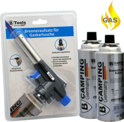 TronicXL hand-onkruidbrander + 4 patronen butaangas - onkruidverdelger gasbrander, vlambrander, gas-onkruidbrander, vlamwerper met piëzo-ontsteking-