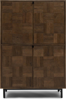 Riviera Maison Kast Bruin, Opbergkast, met deuren en planken, 2 lades - Mac Arthur Park Cabinet - Hout, ijzer - (LxBxH) 45x105x151