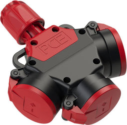 PCE 253642-S 3-voudige koppeling Rubber Met LED-spanningsweergave 230 V Zwart, Rood IP44