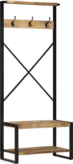 vidaXL - Kledingrek - 80x40x190 - cm - massief - ruw - hout - mango